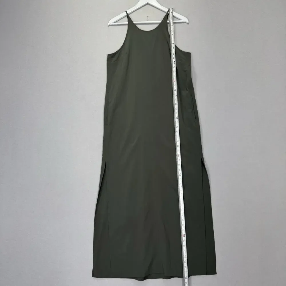 Athleta Hayes Pleated Back Maxi Dress Women Small Green Travel Minimalist Resort - Picture 11 of 14